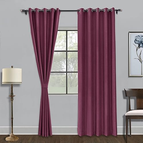 Miniatura 11 de Fcosie Cortinas opacas de 84 pulgadas de largo, cortinas texturizadas de lino con aislamiento térmico, panel de cortina con ojales en la parte Trigo