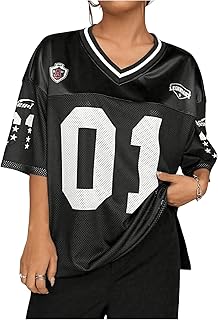 Women's Plus Size Football Jersey Shirts Oversized T Shirt Graphic Lette...