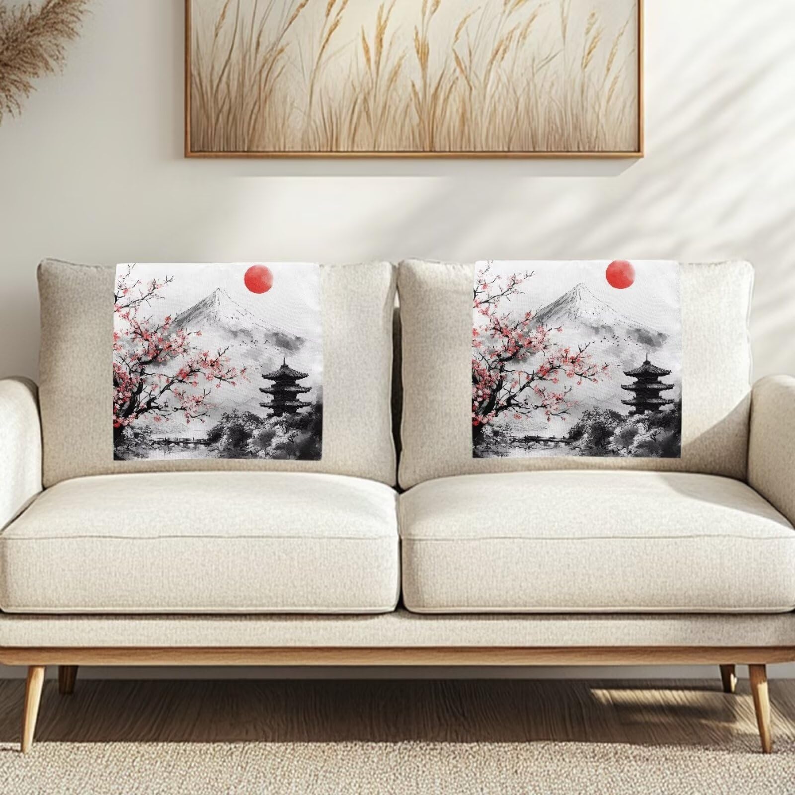 Xsehusvy Landscape Headrest Cover for Recliner, Washable Fabric Sofa Protector for Head Rest, Water Resistant Couch Slipcove, Theater Seat Loveseat Decor, Easy to Install & Soft