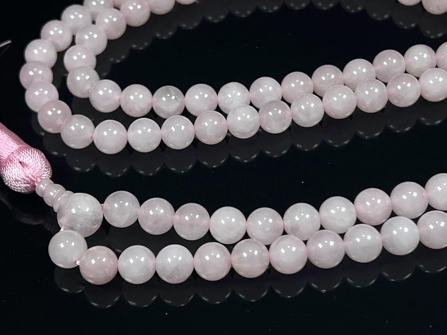 Rose Quartz Mala Necklace, 8mm 108 Beads For Heart Chakra - Image 3