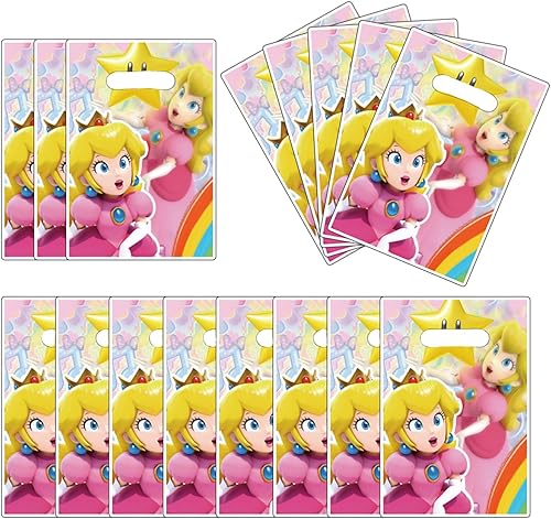 30 bolsas de regalo de princesa melocotón, bolsas de regalo de princesa melocotones, suministros de fiesta, decoración de cumpleaños, bolsas de