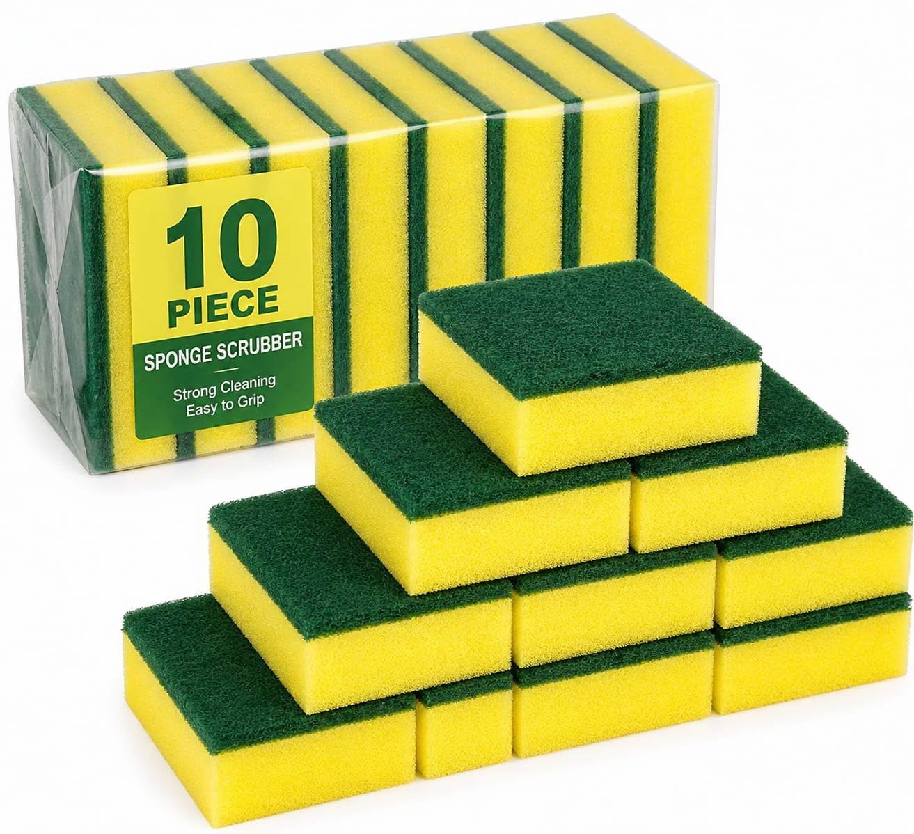 10 Piece Kitchen Cleaning Sponge Scrubber Set | Heavy Duty Dishwashing Foam Scrub Pads for Utensils, Kitchen & Home Cleaning-image-46