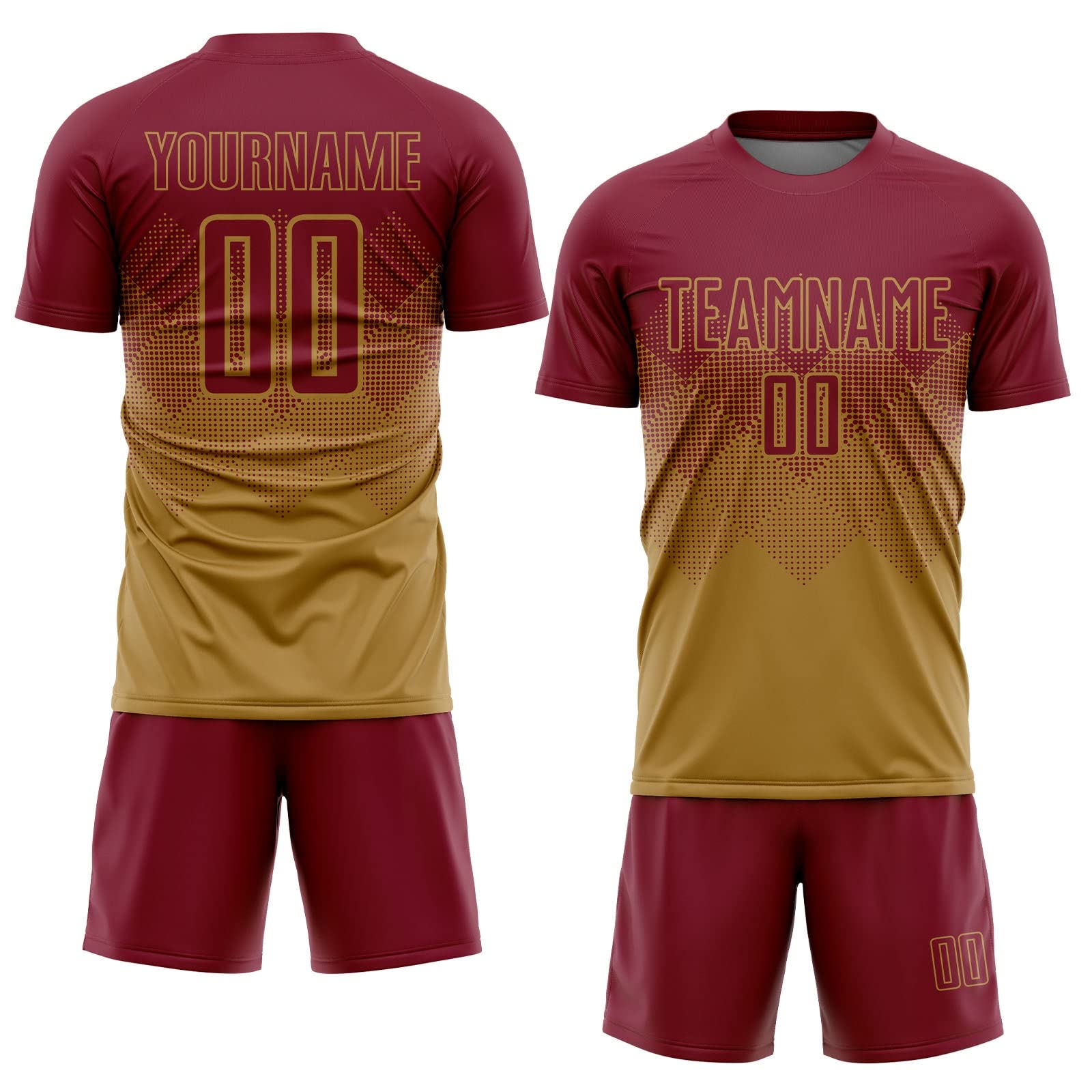 Custom Soccer Jerseys for Men Women Youth Kids, Old Gold Crimson Personalized Soccer Jersey Printed Name Number Logo Mens Clothing