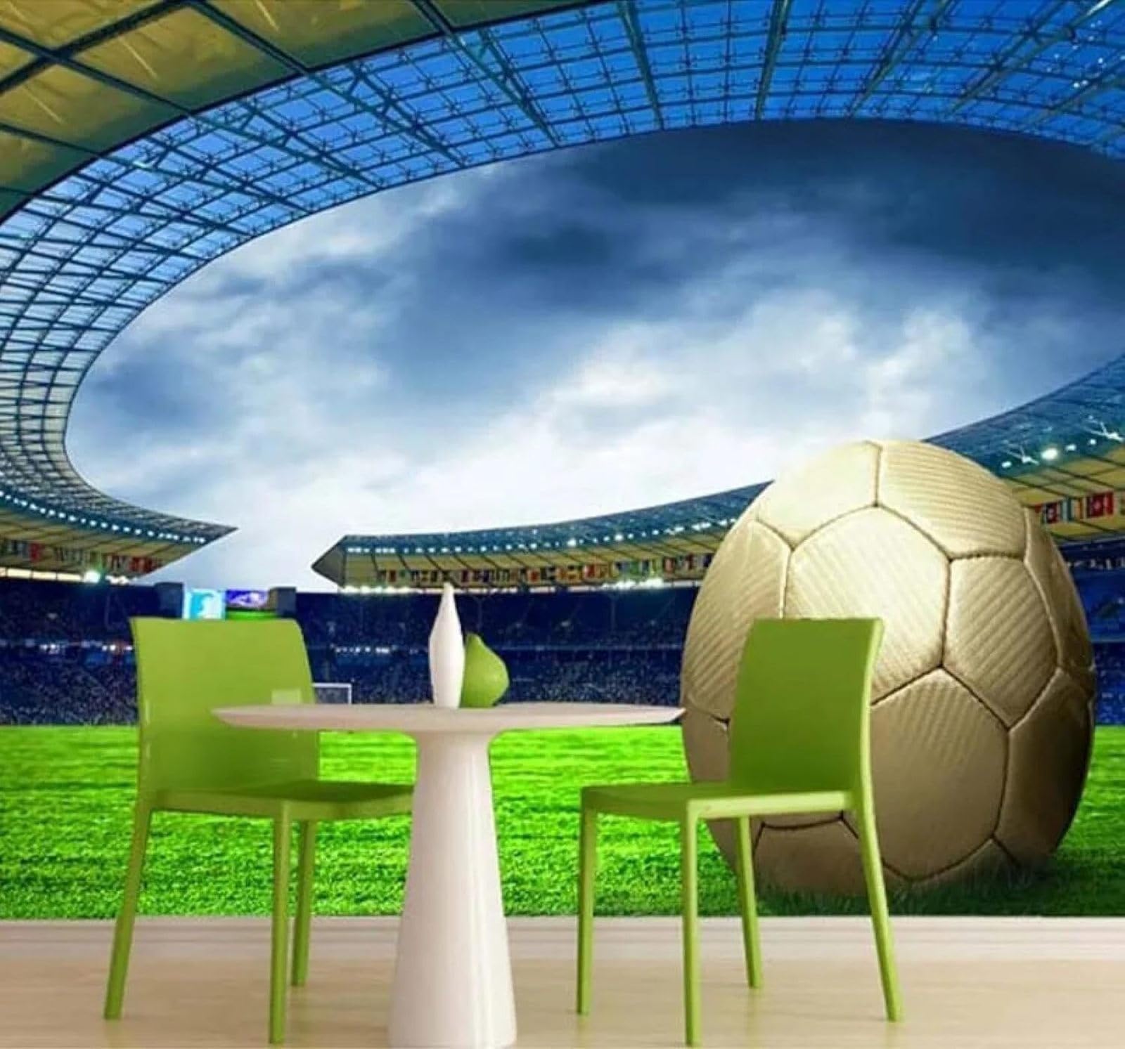 XLMING Large Three Dimensional Stadium Sports Football 3D Wallpaper Premium Textured Silk Study Dining Living Room Bedroom Sofa TV Wall Easy Install-350cm×256cm