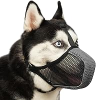 Mayerzon Patented Mesh Soft Dog Muzzle for Small Medium Large Breeds - Breathable Anti-Scavenging Bite Guard with Reflective Collar for Grooming Training Walks