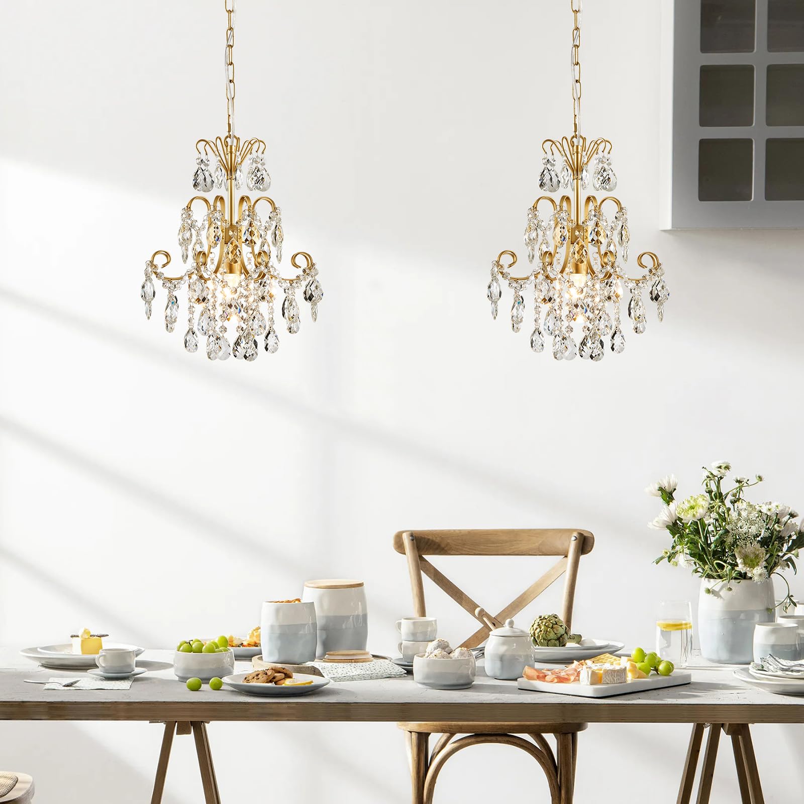 Kryształowy żyrandol 1 światło lampa sufitowa wisząca E14 złoty 39,9 cm x 35 cm