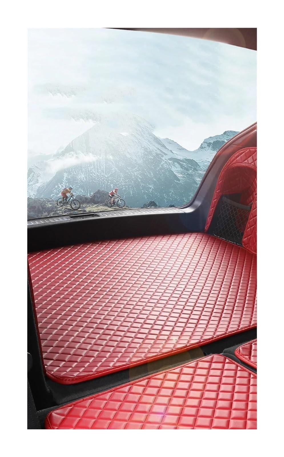 Vasca Baule Per Mercedes Classe V / Vito / Viano W447 (2014-2024) – Versione Lunga, Tappetino Bagagliaio In Pelle Nero/Rosso
