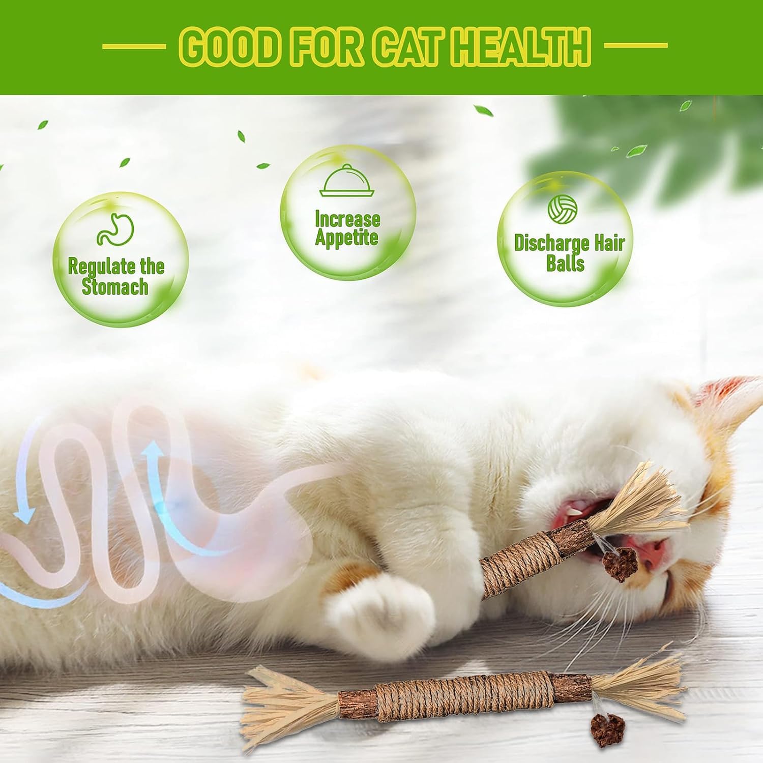 Simsky 6 Pezzi Bastoncini Erba Gatta per Gatti, Bastoncini Cura Denti per Gatti, Bastoncini di Erba Gatta Naturale di Giocattoli per la Cura Dentale, Bastoncini per il Gatto Contro l'alito Cattivo