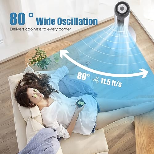Miniatura 7 de ARLIME Ventilador de torre de 48 pulgadas, ventilador oscilante de 80 con control remoto, pantalla LED, 3 velocidades y 3 modos, ventilador