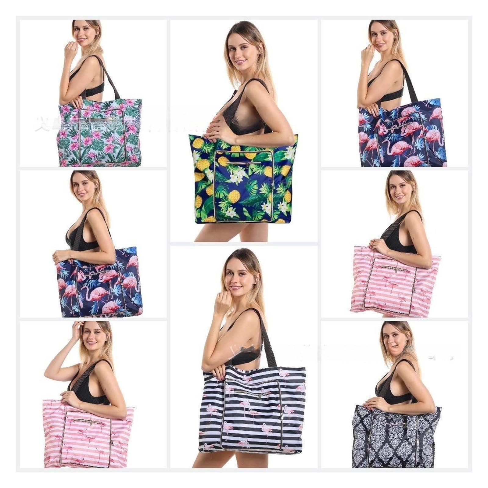 Bolsa De Playa Impresa Plegable Gran Capacidad
