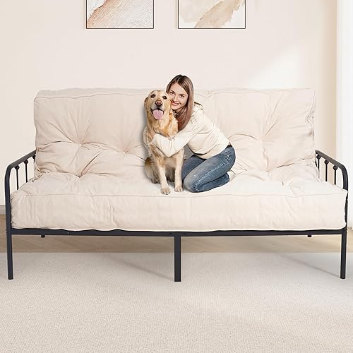 Colchón futón tamaño Queen de 60 x 80 pulgadas, colchón de piso de 8 pulgadas de grosor para adultos, sofá cama plegable con relleno de espuma