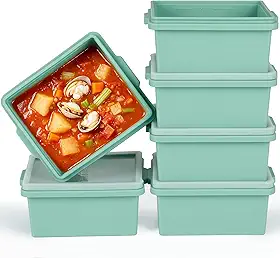 Moldes de silicone para congelador de sopa com tampas, moldes de silicone para freezer de 2 xícaras para preparação de refeições, sem BPA, empilháveis, perfeitos para lasanha, porções individuais