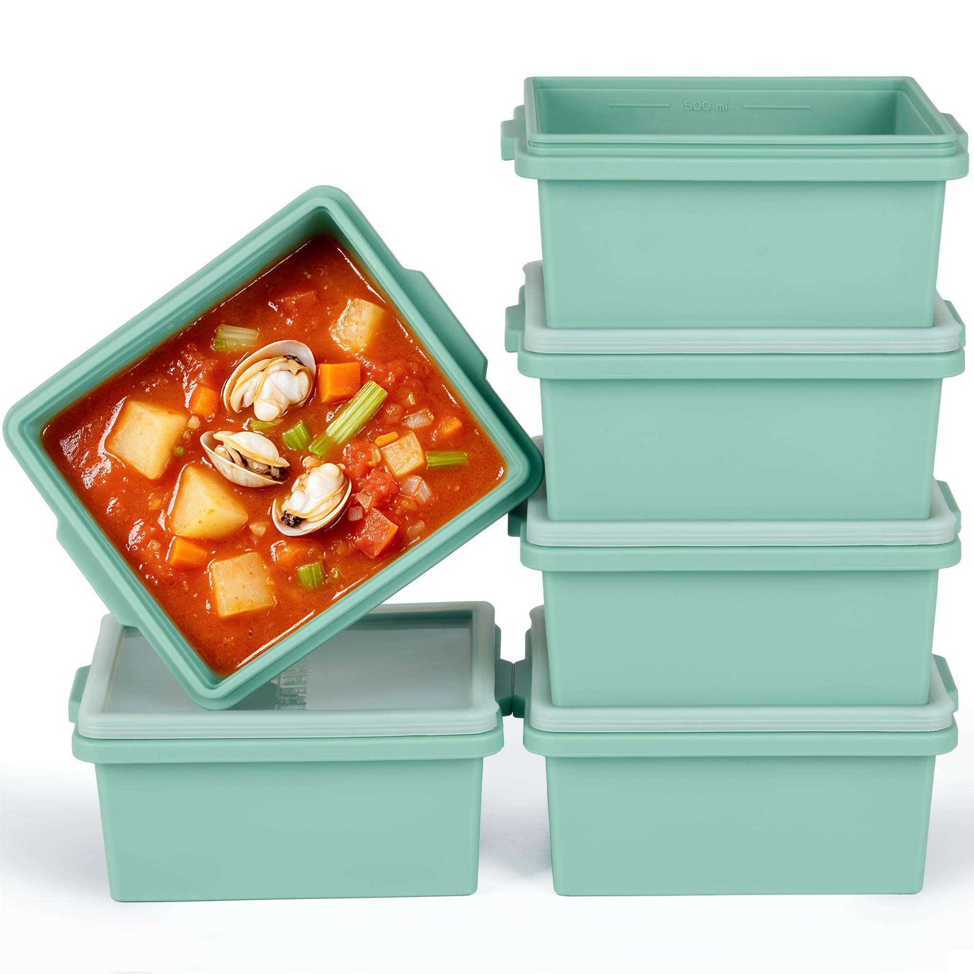 Silicone Soup Freezer Molds w/Lids,2-Cup Meal Prep,BPA-Free,Stackable,6Pack