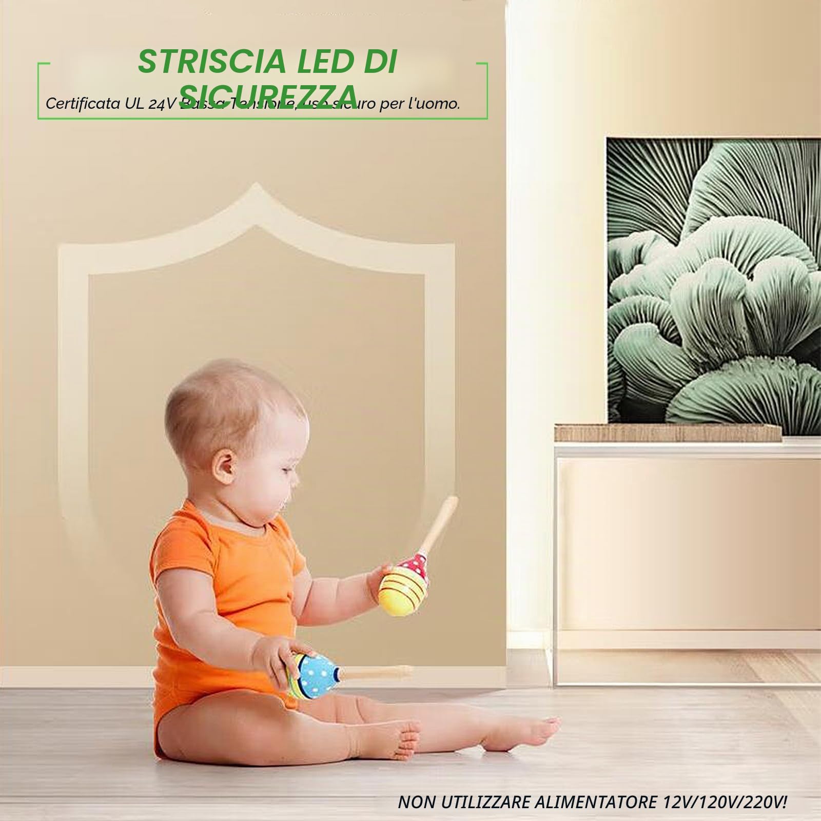JOYLIT 24V Striscia LED 5M 3000K Bianca Caldo 11200LM Alta Luminosità 15mm Doppia Fila, UL CE PRO 120W Adesiva Nastri Luce 1200LEDs Densità SMD 2835 IP20 Light Strip per Commerciale, Residenziale