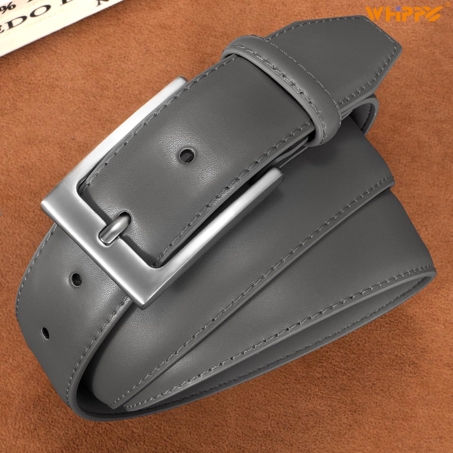 WHIPPY Men's Casual Leather Belt Fashion Leather Dress Belt Classic Every Day Jeans Belt for Men Work Business - Image 6