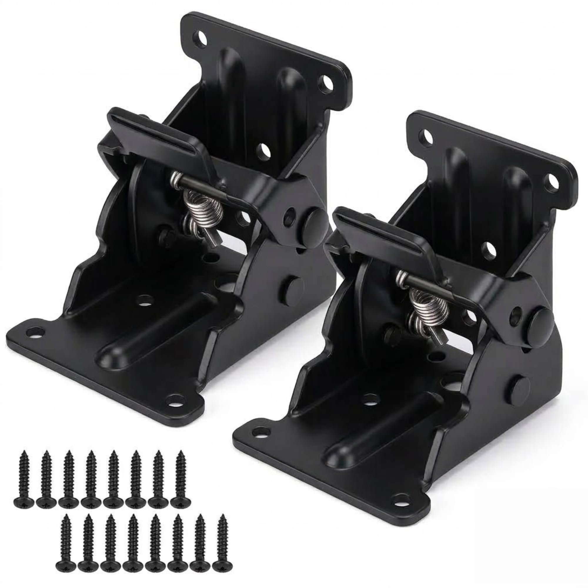 Foldable Table Leg Brackets Self Locking, Heavy Duty Folding Shelf Bracket Hinge for Wall Mounted Table, Bed Leg, DIY Furniture Hardware Space Saving Support - Black (Pack of 2 with Screws)-image-10