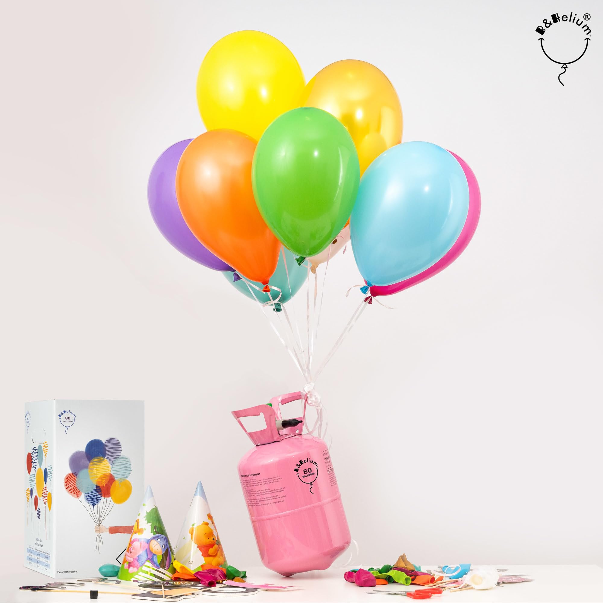 B&Helium Rosa Heliumflasche mit Ballongas für 80 langanhaltende Ballons – Inklusive Füllventil – Perfekt für Partydekoration,Geburtstagen, Hochzeiten und diverse Veranstaltungen.