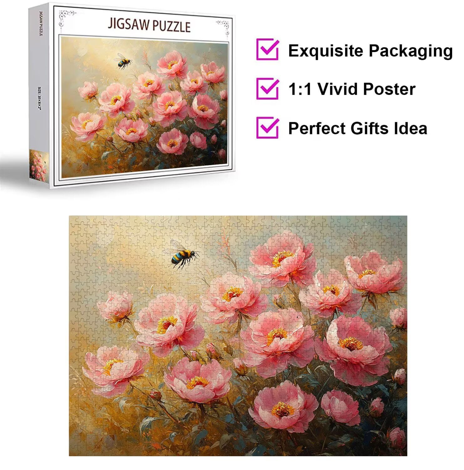Puzzle dla dorosłych 4000 elementów trudne wyzwanie, pszczoła, n-589 | Brainteasing Adult Jigsaws Flower Brainteasing Games zwiększają kreatywność, prezenty 3D, relaks i rozrywka