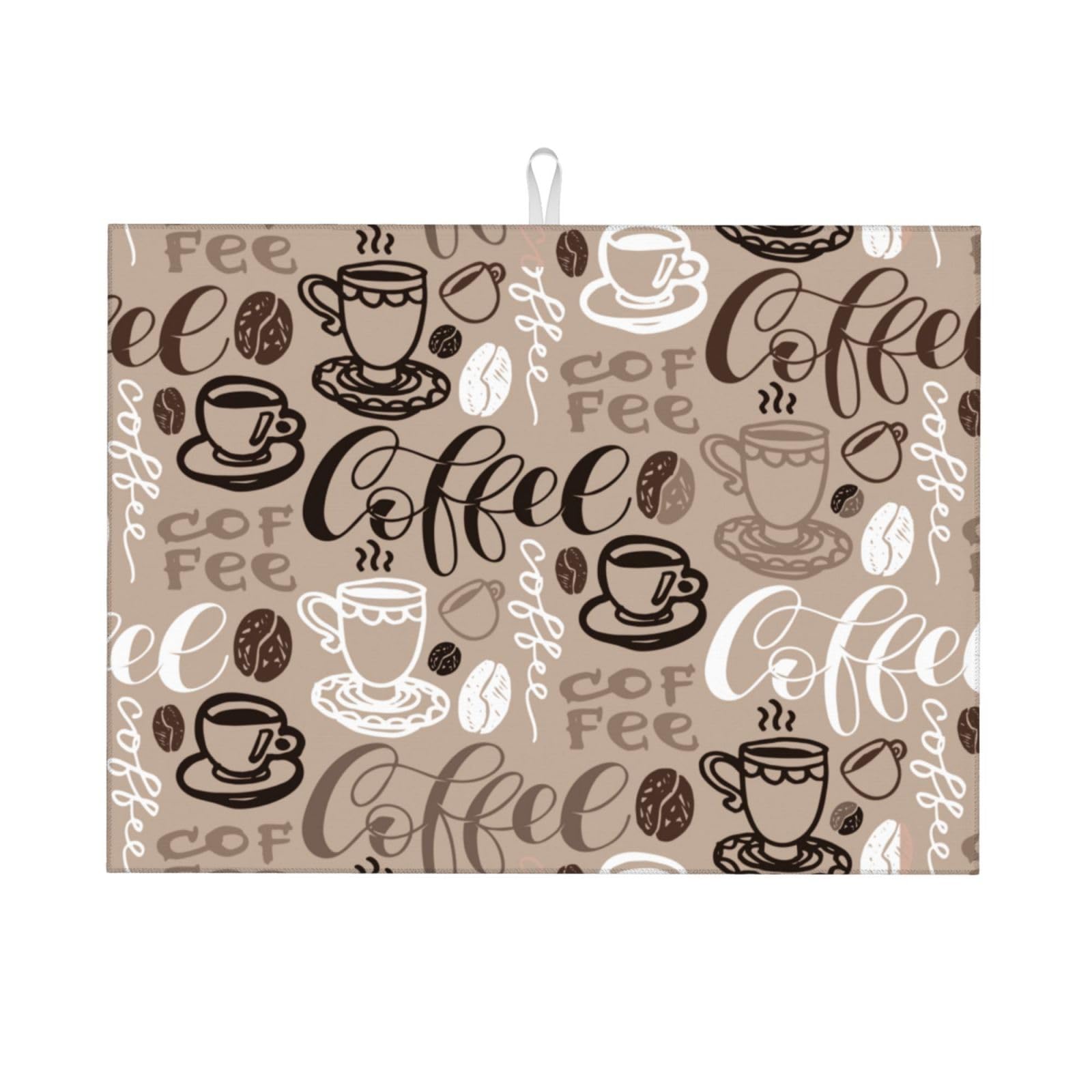 Coffee Mat Coffee Cup Dish Drying Mat for Kitchen Counter Microfiber Absorbent Dish Draining Reusable Washable Extra Large 18"x24" (Brown, 18x24in)