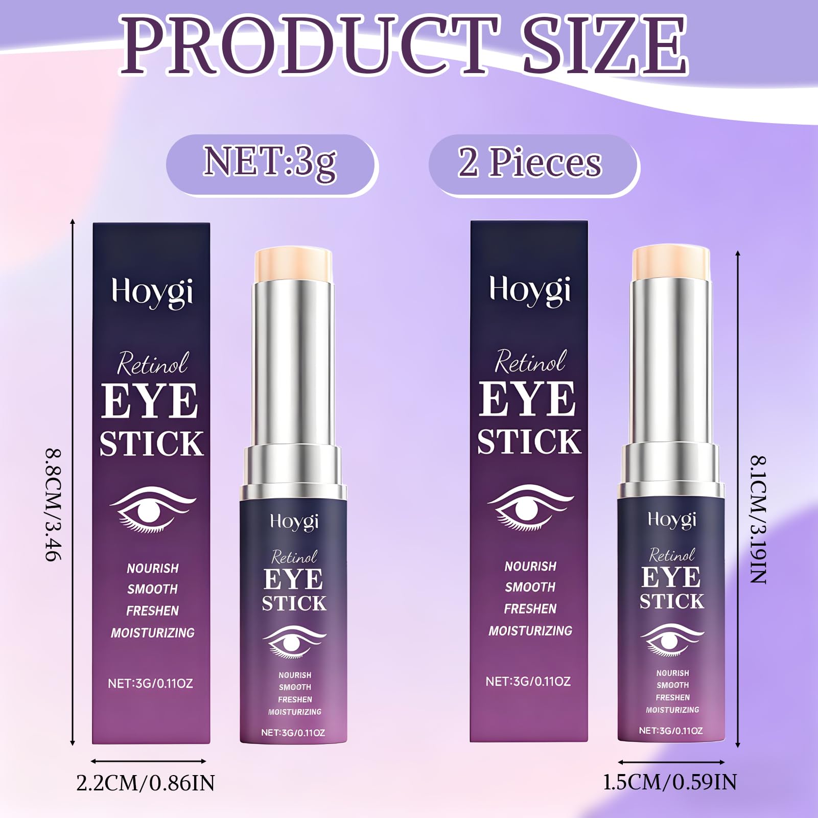 2 Pezzi Retinolo Stick per Occhi, Anti Aging Retinolo Eye Cream, Hydrating Eye Stick, Riduzione Delle Cricche Scure E Delle Borse, Adatto a Tutti i Tipi di Pelle