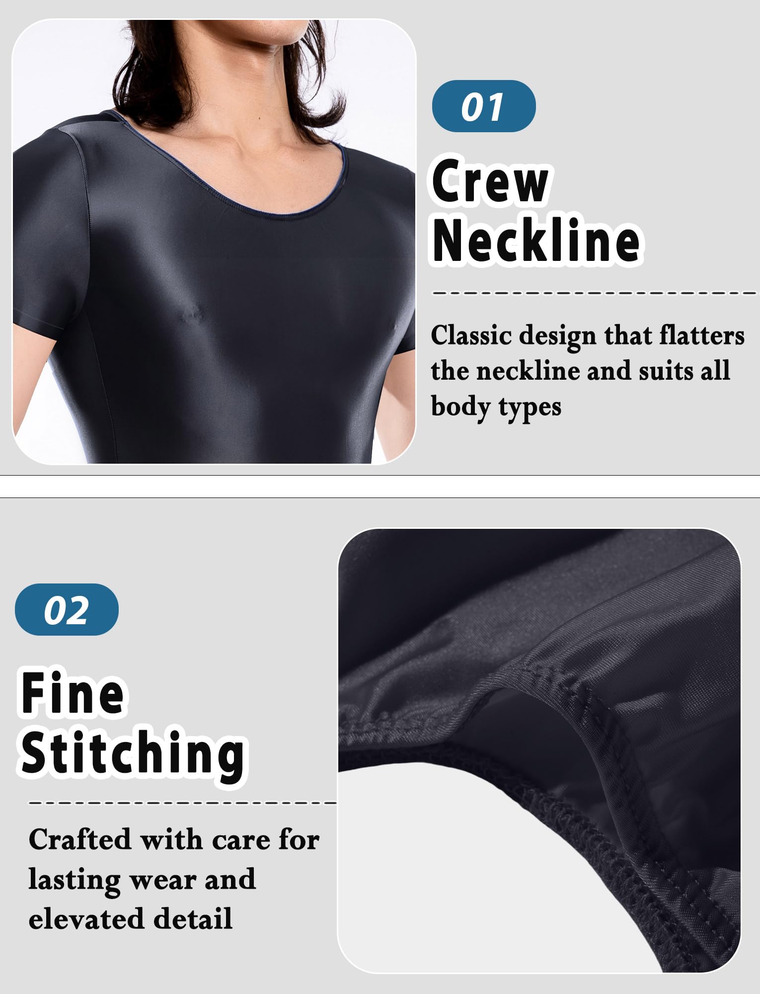 FEOYA Hommes Brillant Combinaison Wetlook Catsuit Manches Courtes Sexy Body