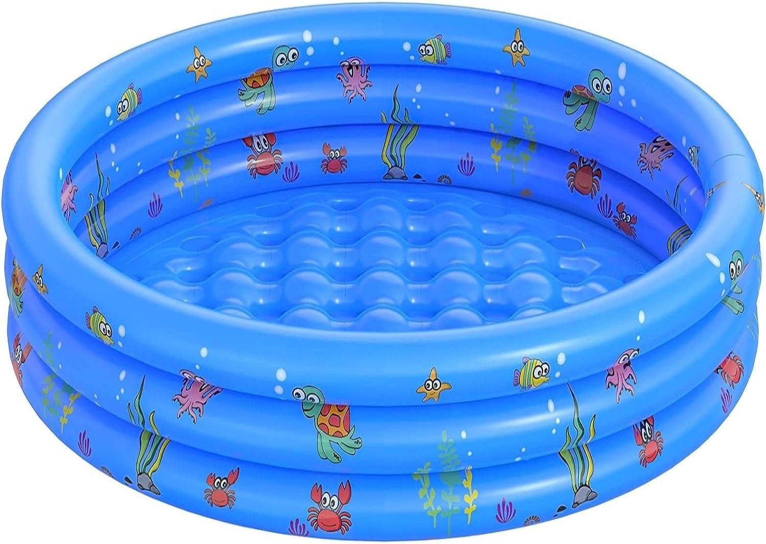LATERN Piscinas Infantiles para Niños, 100CM x 40CM Piscina Inflable para Bebés PVC 3 Anillos Piscinas con Bañera Antideslizantes para Niños Familia Exterior Jardín Patio Interior Agua Juego (Azul)
