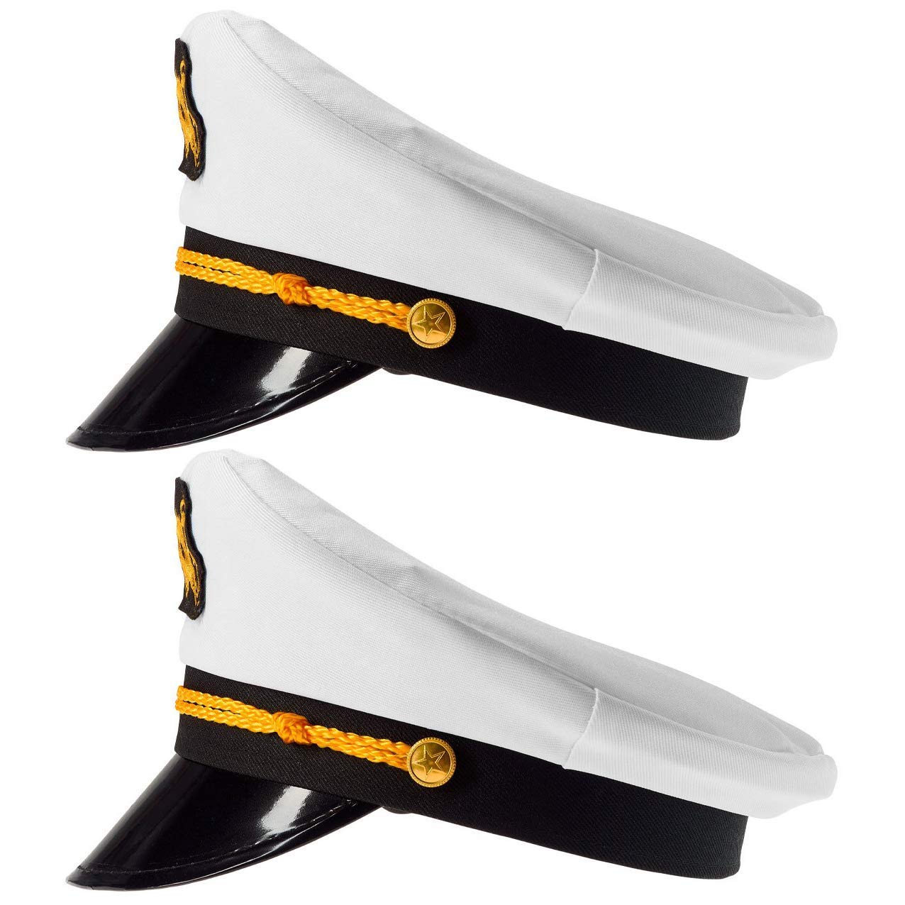 Loftus Men's Captain's Hat – White Embroidered Anchor Design, One Size Fits Most Adults