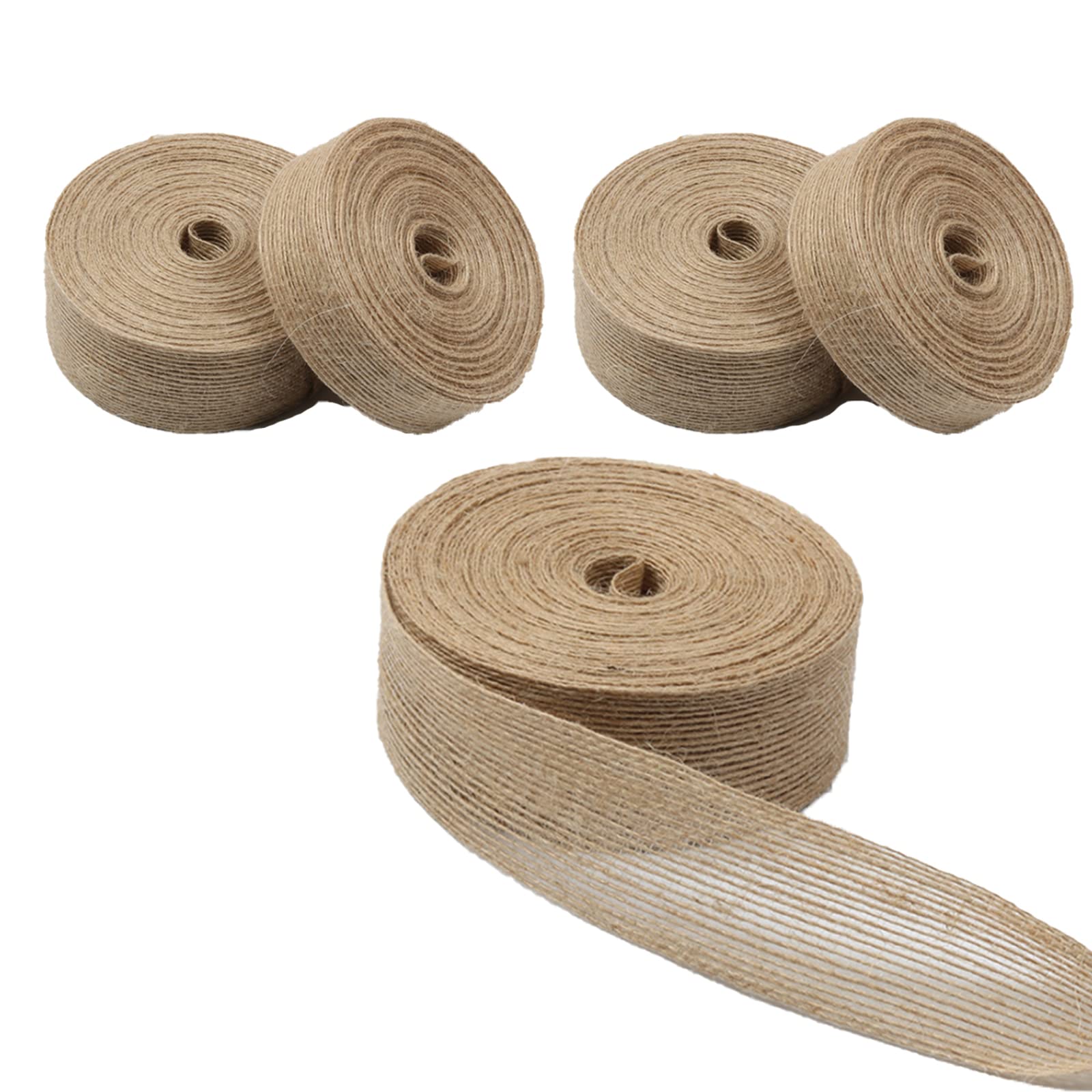 Jute Burlap Craft Ribbon, Natural Hessian Arts Band for DIY Gift Wrapping for Christmas Party Decoration(1cm x 50M)