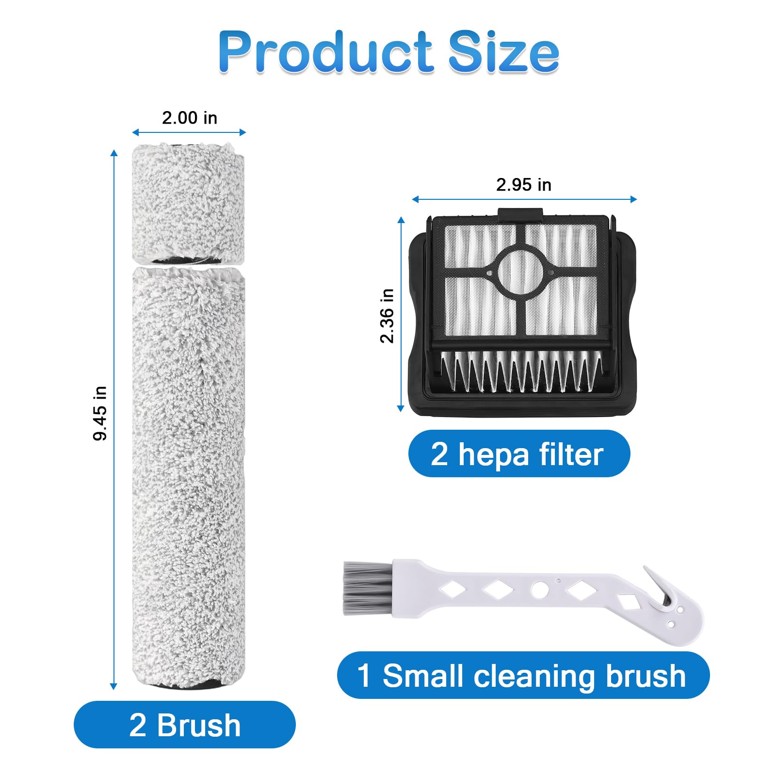 Rodillo de cepillo y filtro de repuesto compatibles con Eureka RapidWash 630