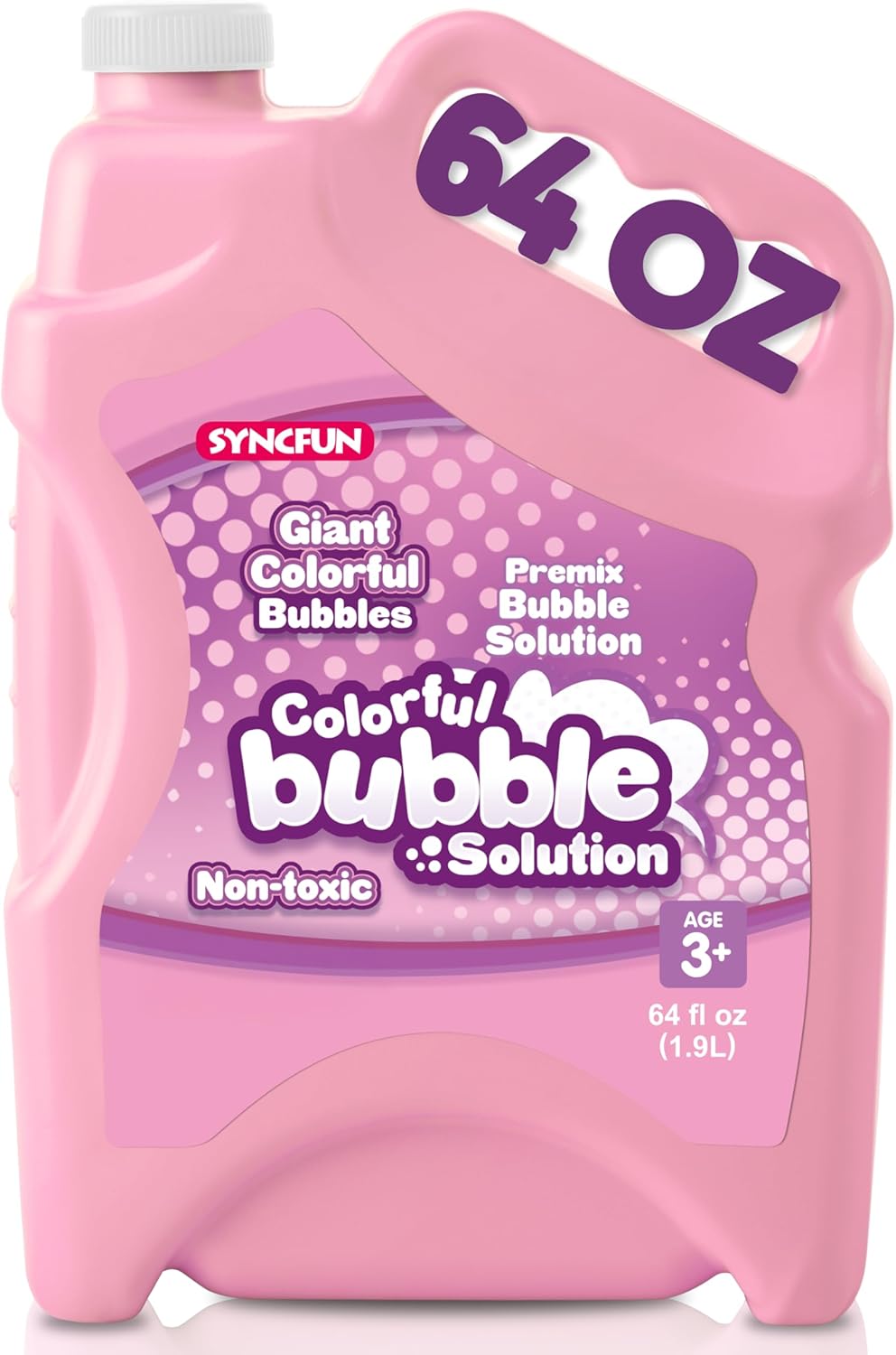 SYNCFUN 64 oz Premixed Bubble Solution, 1.9L Giant Pre-Mix Refill Solution for Bubble Machine,Bubbles for Kids, Wands, Blower, Easter, Outdoors Activity, No Mixing or Measuring