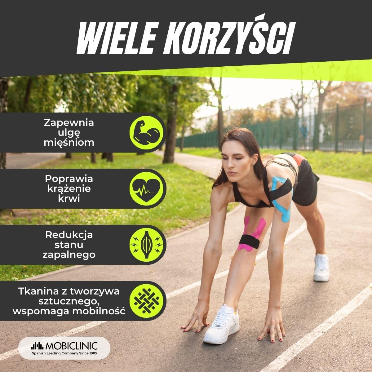 Mobiclinic, Pakiet 2 taśm kinesiotape, 5mx5cm, Mobitape, Elastyczna taśma samoprzylepna, Muscle pain relief, Elastyczny, Kinesiology bandage, Rolka, Czarny i beżowy