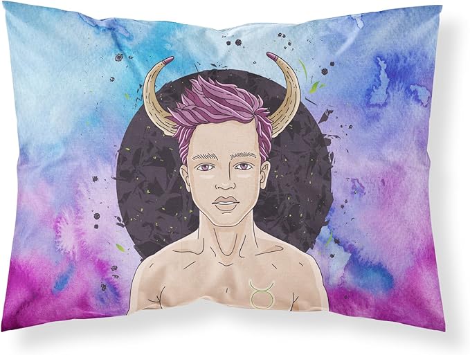 Caroline's Treasures BB7318PILLOWCASE Taurus Zodiac Sign Fabric Standard Pillowcase Lightweight Super Soft Easy Care Decorative Artwork Pillowcase, Standard