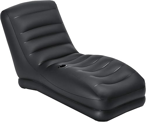 Intex Inflatable Mega Lounge contorneado con integrado Copa titular Negro  68585ep