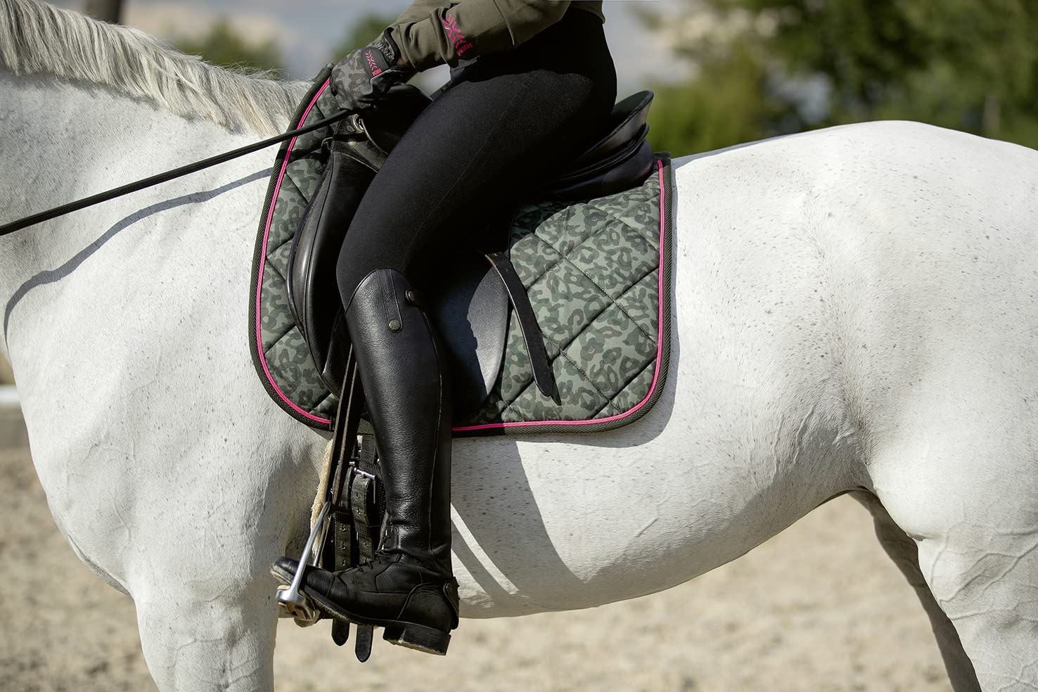 HKM Equestrian Horse Riding Saddle Cloth, Green, Dressage - Image 4