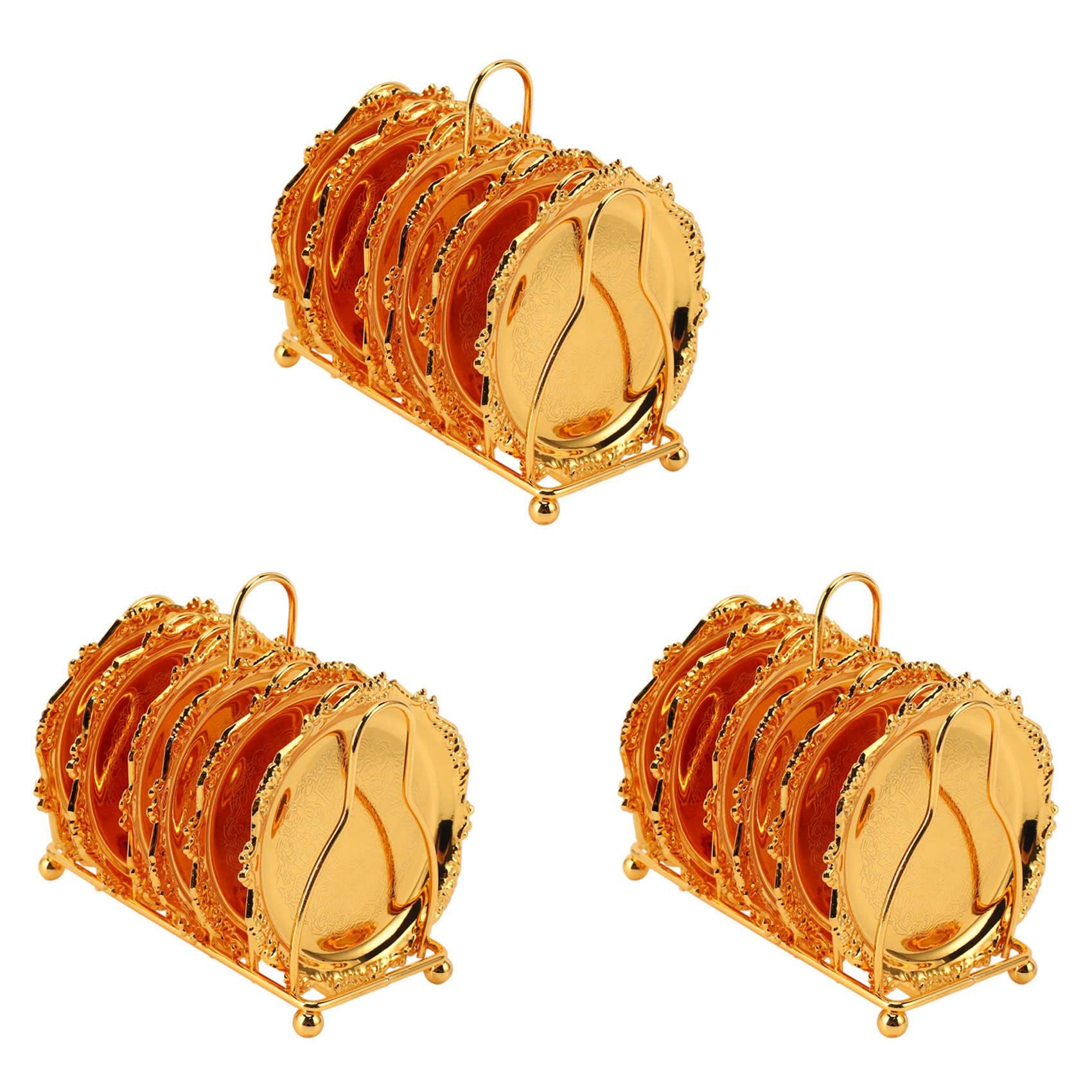 Hndhbfgrt Series 18 Piece Drink Coaster Decorative Frame Non-Slip Metal Coaster Desktop Display