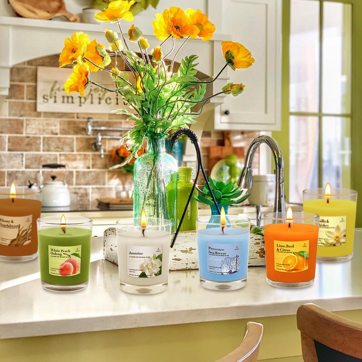 Candele profumate per aromaterapia (confezione da 12/24/48), 12 fragranze, 51 g, candele votive di soia per Natale, Ringraziamento, anniversario e decorazione della casa