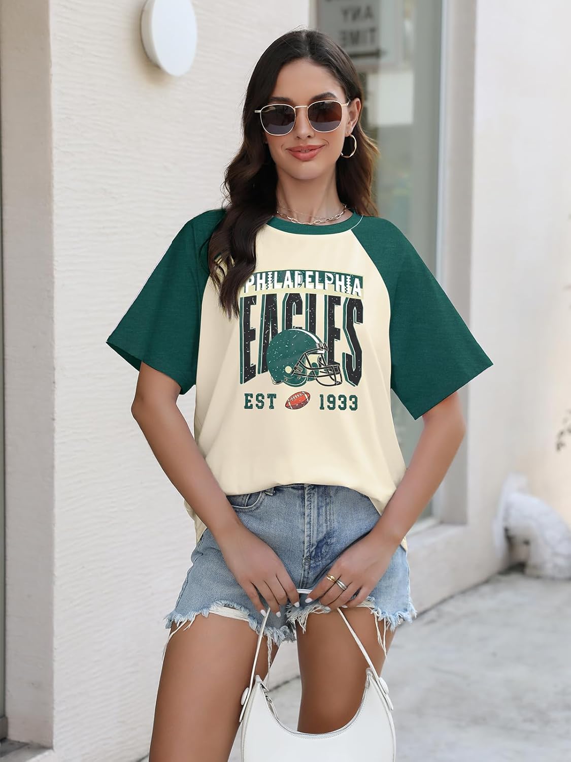 Football Shirts for Women Game Day Shirt Football Season Tshirt Team Fan Tees Graphic Raglan Short Sleeve Tops - Image 2