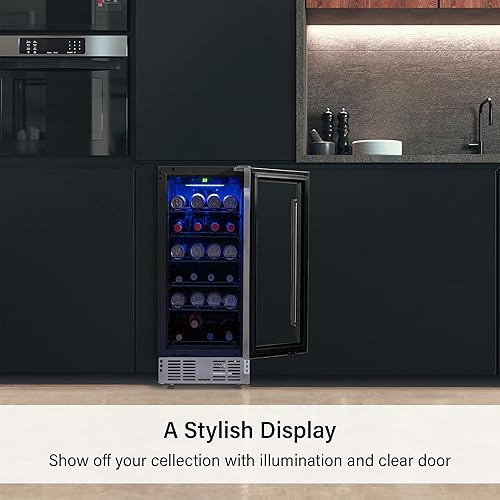 Miniatura 3 de Deco Chef Enfriador de bebidas bajo encimera de 15 pulgadas para cerveza, vino, refrescos y capacidad de 115 latas, control digital de temperatura