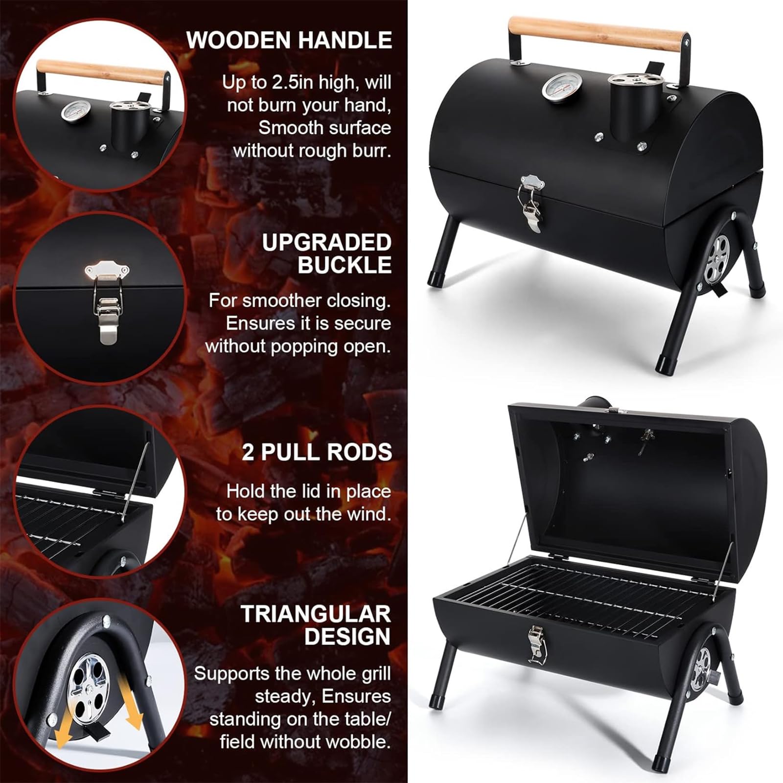 Griglia a Carbone Portatile,Griglia Per Barbecue Portatile Da Tavolo Resistente Al Calore,Acciaio Extra Spesso,Resistente Alle Alte Temperature,facile Da Pulire,per Barbecue All'aperto Campeggio