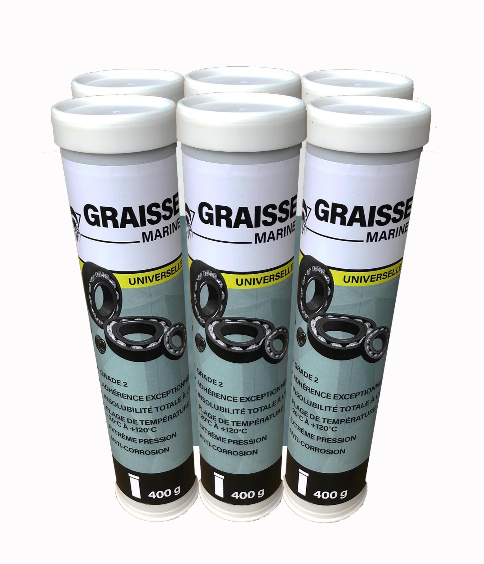 Méduze - Lot 6 x graisse marine universelle 400 g - Au lithium/calcium - Extrême pression - Grade 2 - Professionnelle