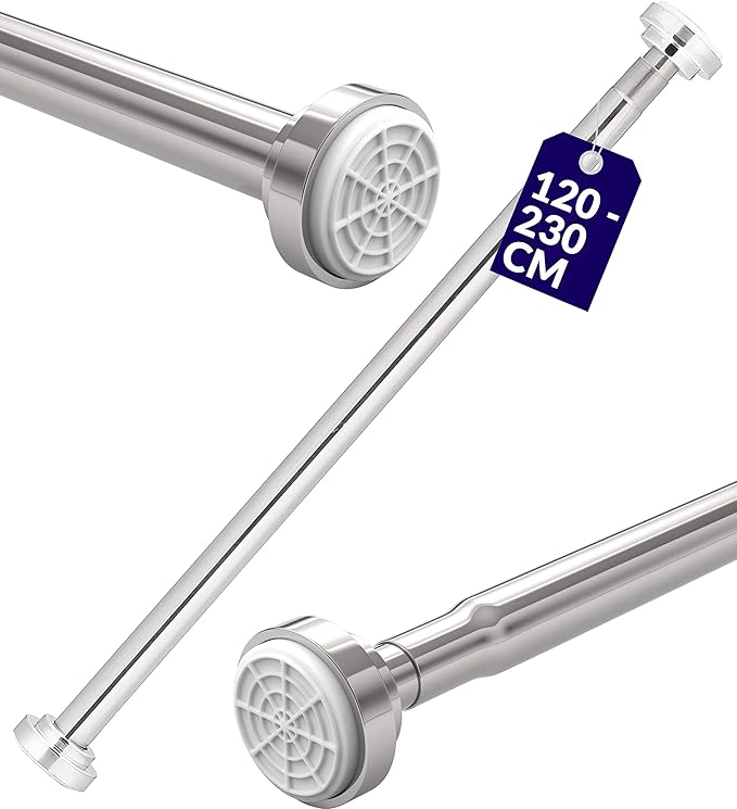 Douchegordijnstang zonder boren 120 tot 230cm Uitschuifbaar Veilige