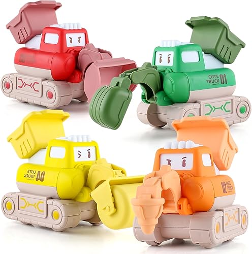 Camión de juguete para bebés de 1 a 3 años, camiones de construcción para presionar y llevar, juguetes para bebés de 12 a 18 meses, juguetes para