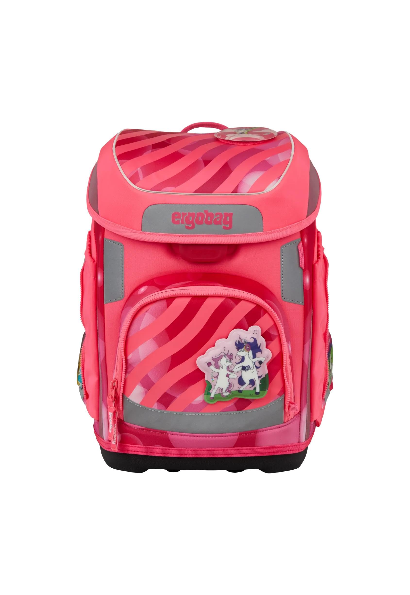 ergobag Cubo Set Mochila Escolar ergonómica clásica, Set de 5 Piezas para Primer Curso de Primaria WonBearful Unicorn - Fucsia