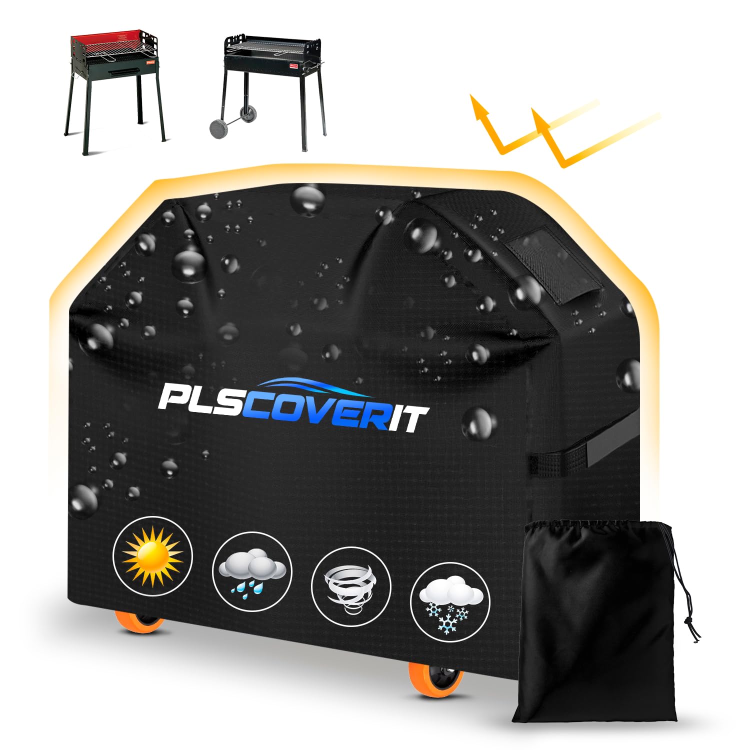 PlscoveritWaterproof BBQ Grill Cover, Heavy Duty 600D Oxford Fabric Barbecue Gas Cover with Handle, Vents and Adjustable Rope, UV and Fade Resistant for Weber Char Broil Nexgrill 58" x 24" x 46"