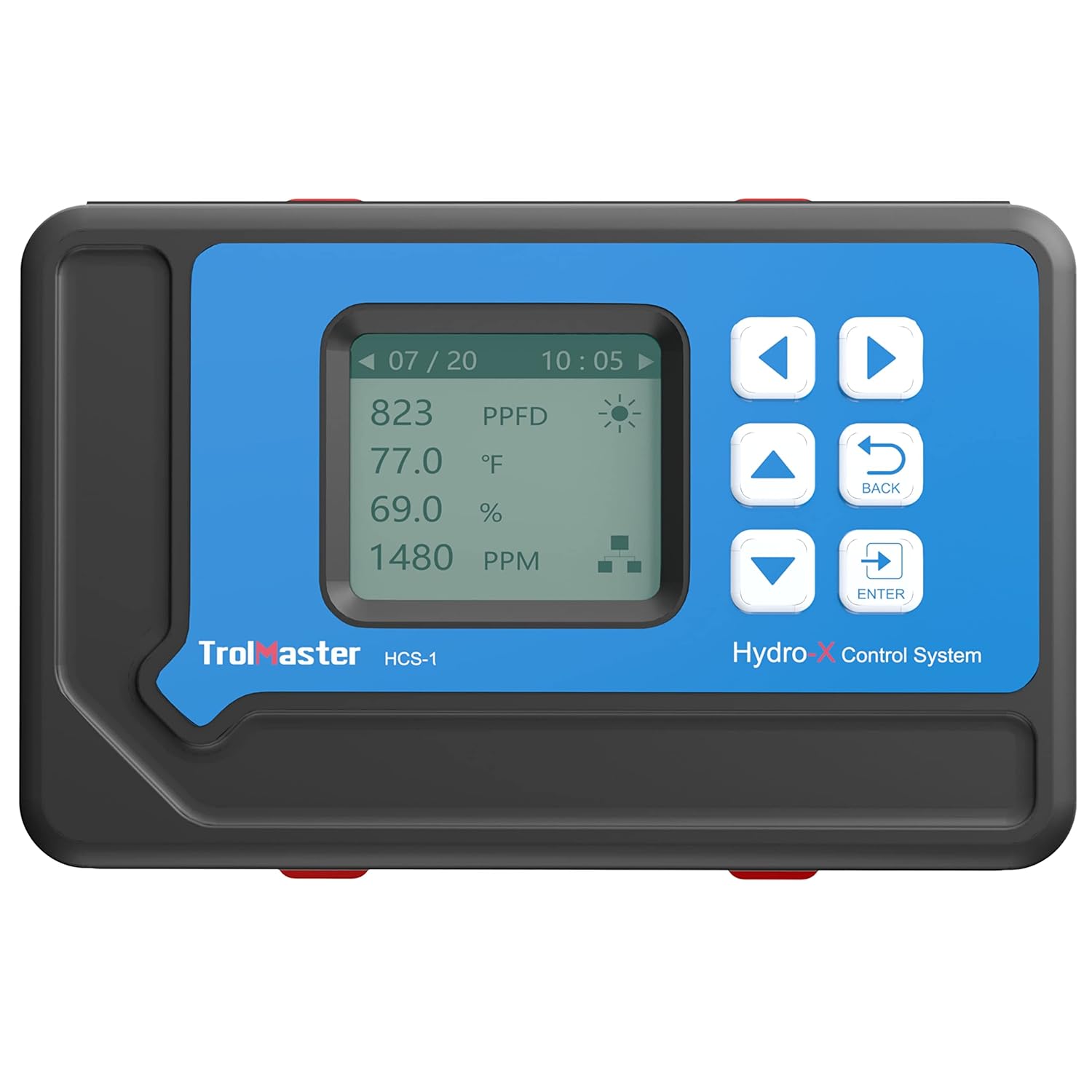 TrolMaster HCS-1 Hydro-X Controller with illuminated display showing readings