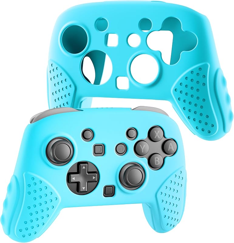 FUNDIARY Silicone Case for Nintendo Switch 2 Pro Controller, Shock-Absorption and Anti-Scratch Accessories for Switch 2 Pro with Soft Full Protective Cover and Comfortable Ergonomic Grip Design - Blue