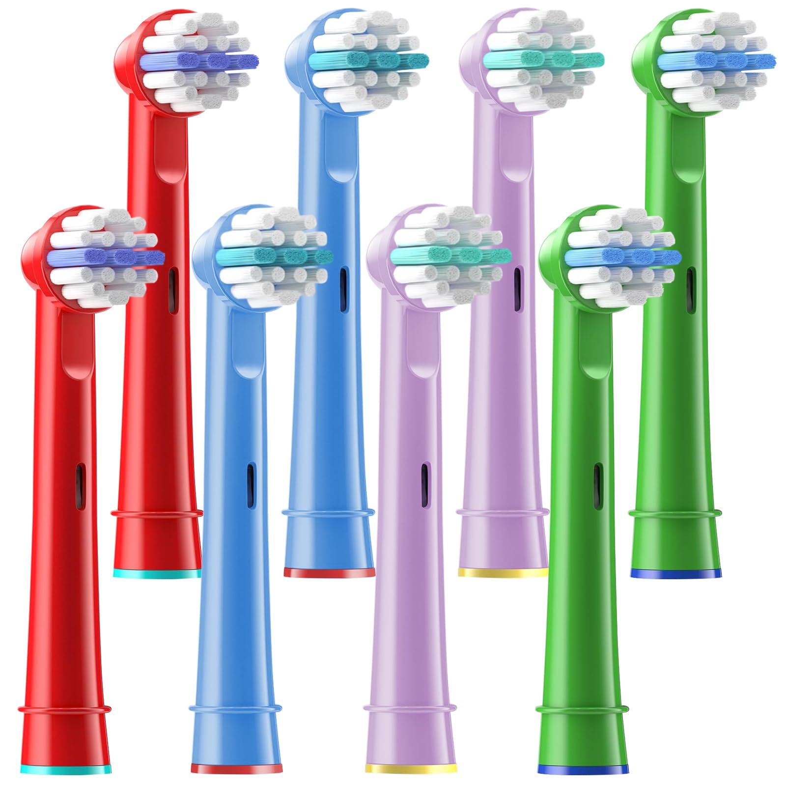 Kids Electric Toothbrush Replacement Heads Compitable with Oral-B Soft Bristle Precision Soft Cleaning 8-Pack in 4 Colors Designed