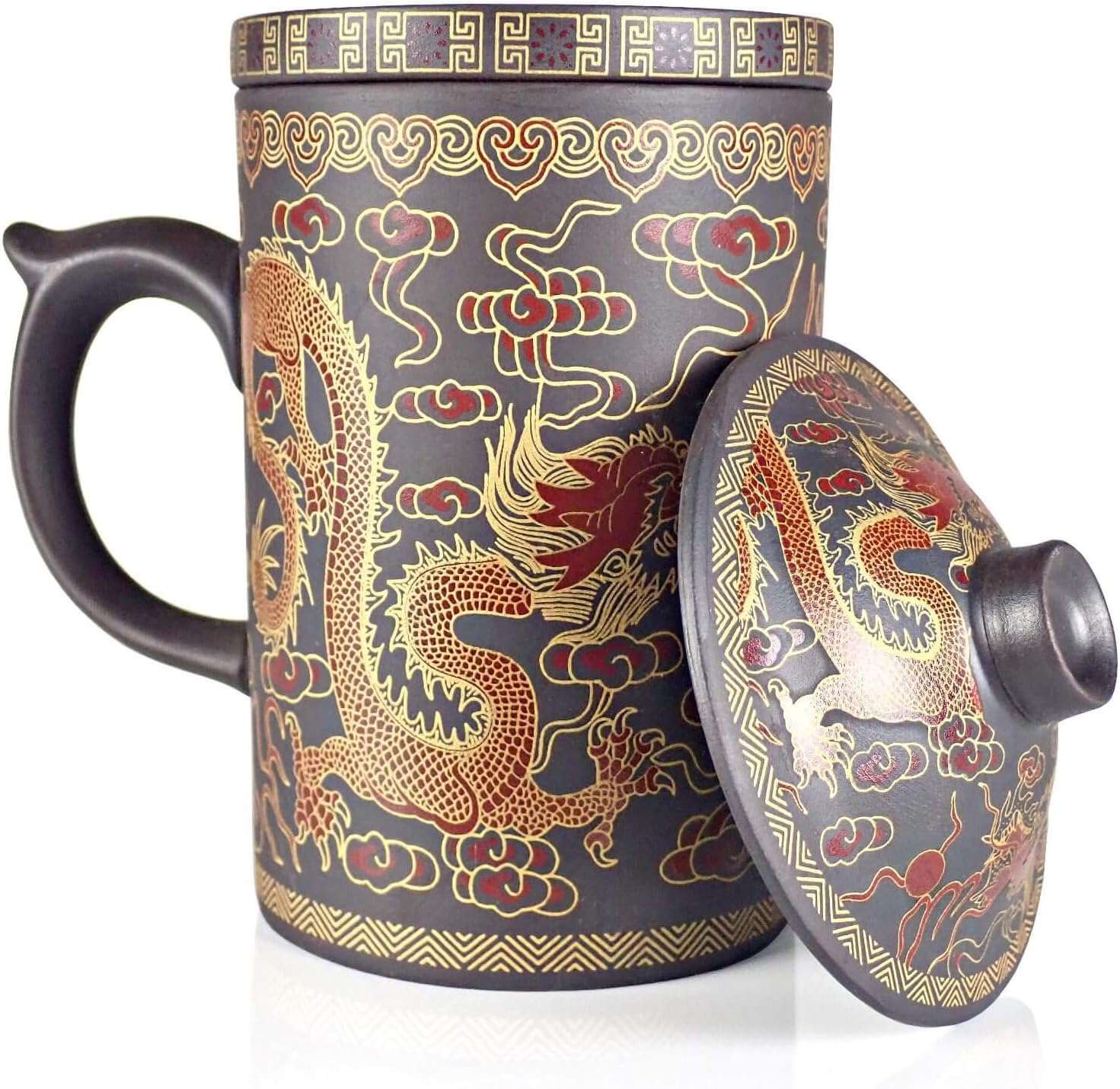 25DOL Chinese Tea Mug with Infuser and Lid 10Oz Chinese