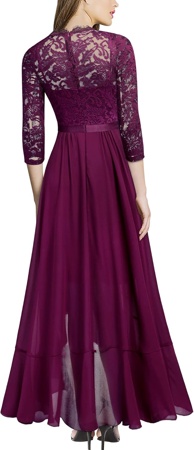 Miusol Women's Elegant Floral Lace Ruffle Bridesmaid Maxi Dress - Image 2