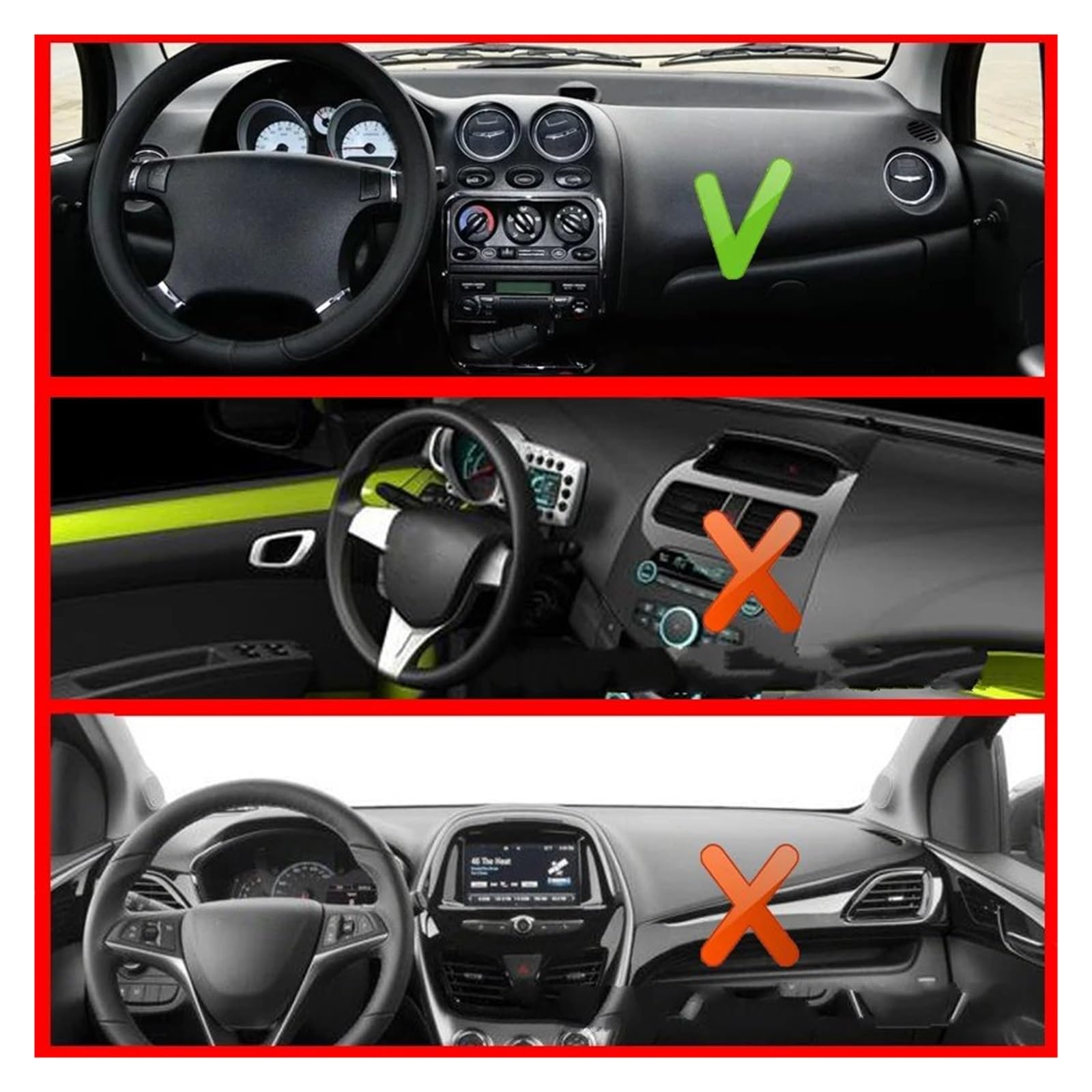Tapis Tableau Bord intérieur Voiture pour Chevy pour Spark 2009-2012 Pare-Soleil Pad Dashmat Dash Mat Anti-salissure 2 Couches Couverture Tableau Bord Voiture Tapis Cape(RHD Black)